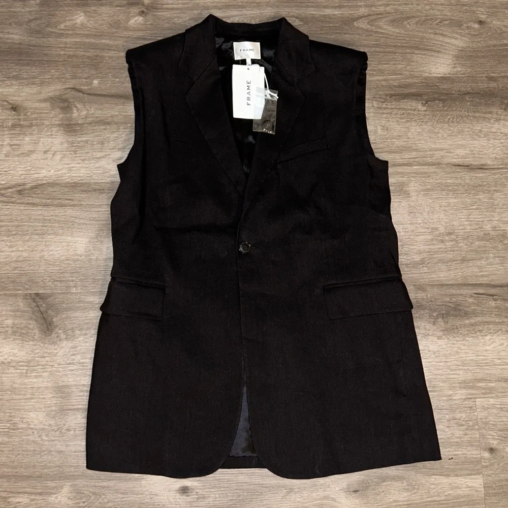 FRAME Oversized organic linen-blend vest - Picture 7 of 11